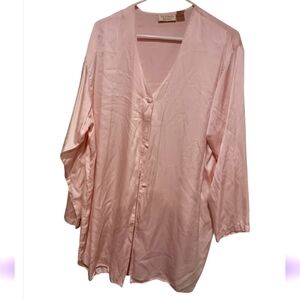 90s Victoria's Secret Light Pink Button Down Shirt Silk